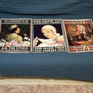 Vintage Nurse and Girl Art Canvas Set of 3 New